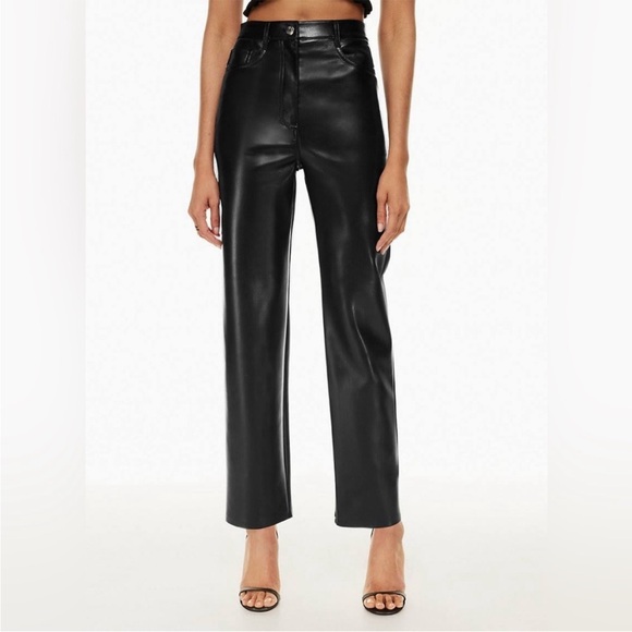 NWOT- Aritzia Wilfred Melina Pant- High Rise- Faux Leather Straight leg - Picture 1 of 3